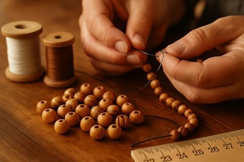 jerusalem olive wood making a rosary beads supplies, side view