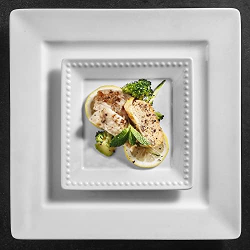embossed ceramic appetizer & dessert plates - set, front angle view