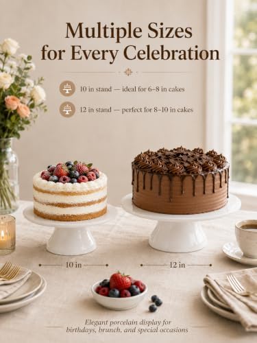 Porcelain Cake Stand, 10 in Round Cake Dessert Display Stands, White