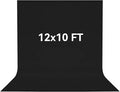 12x10 FT Black Backdrop Background, 100% Polyester Photography Backdrop Screen Foldable Washable Black Screen for Professional Photo Studio Photoshoot Portraits Party