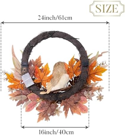 valery madelyn 24'' collapsible fall wreath for front on a desk or shelf