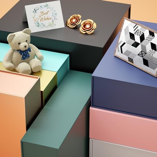 pshvym 5pack gift box 11.5x7.8x3 in,black gift boxes on a desk or shelf