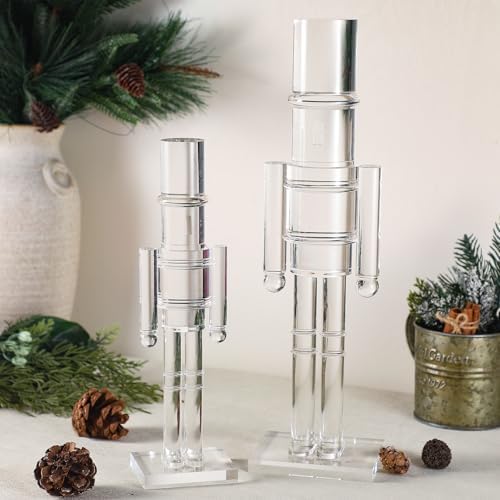 thyle 2 pack acrylic christmas nutcracker set, clear, package contents
