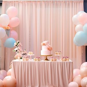 20x10 Peach Tulle Backdrop Curtains for Parties, Sheer Backdrop Curtain Wedding Photo Background Drapes for Baby Shower Photography Birthday Party