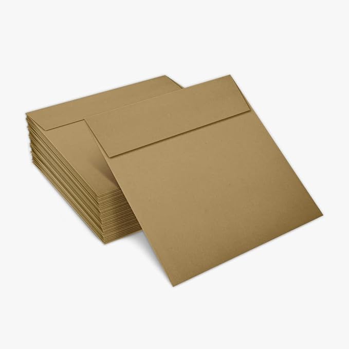 LUXPaper Square Invitation Envelopes | Peel & Press | 5 3/4" x 5 3/4" | Grocery Bag Brown | 70lb. Text | 50 Qty