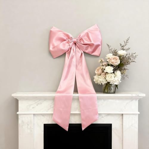 Pink Bow Decor 2 Pack,Large & Small Pink Coquette Room Backdrop Wall Decor for Valentine's Day Bachelorette Bridal Shower Wedding Birthday Christmas Decorations