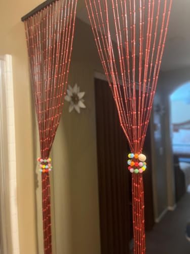 natural dark brown bamboo beaded curtain room divider, package contents