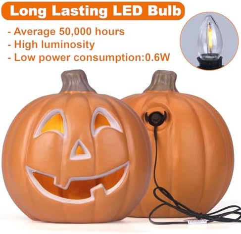 11" jack o lantern halloween pumpkin lantern light showing dimensions