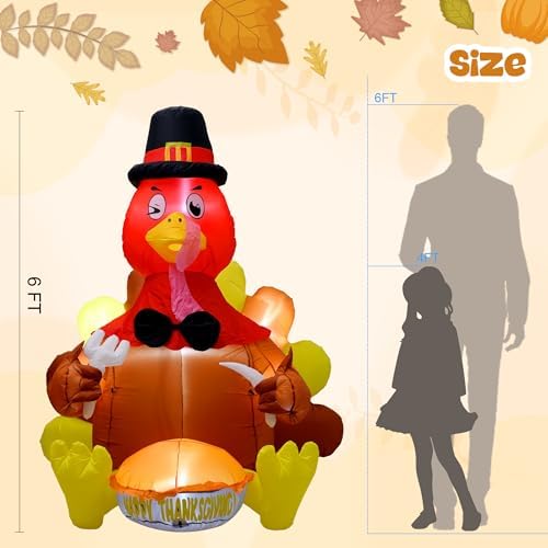 6ft thanksgiving inflatable turkey decoration, blow up turkey, side view
