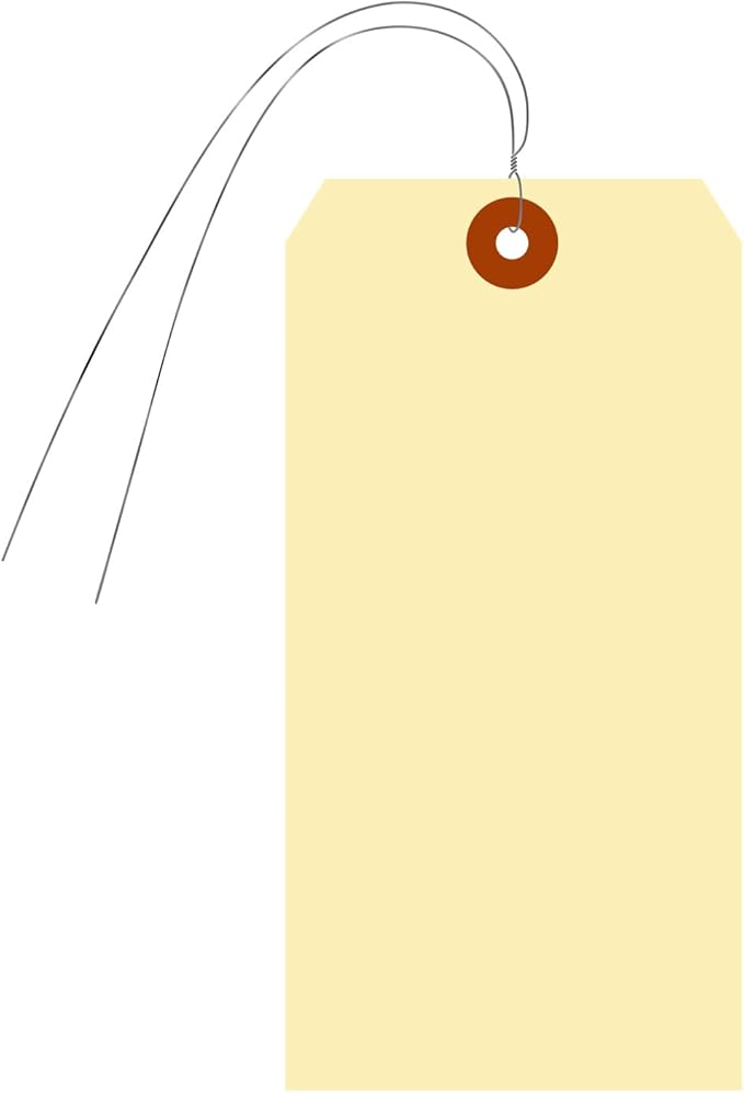 SmartSign Blank Manila Shipping Tags with Pre-Strung Wire, Size-8, Pack of 1000, 13pt Thick Cardstock Tags, 6 1/4" x 3 1/8" Paper Hang Tags with Reinforced Fiber Patch
