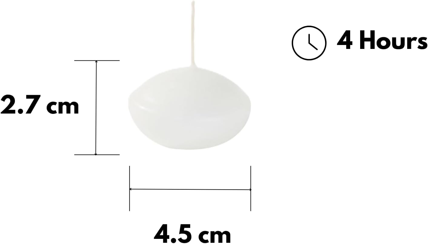 Cereria di Giorgio Risthò Floating Candles, Wax, White, 4.5 x 4.5 x 2.5 cm, Pack of 20