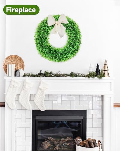 ddhs 23 inch large boxwood wreath for front, side view