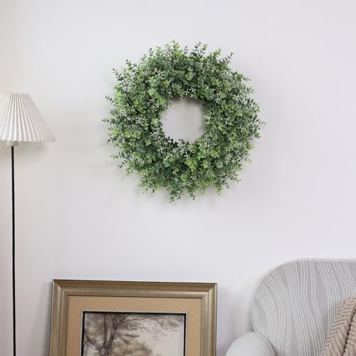 26'' artificial eucalyptus wreath with seeds for front, package contents