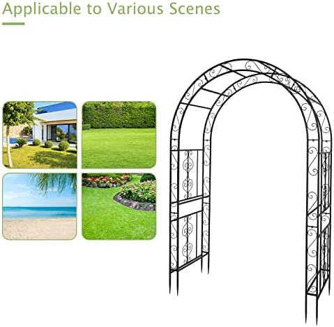7ft heavy duty steel garden arbor with side, view 9