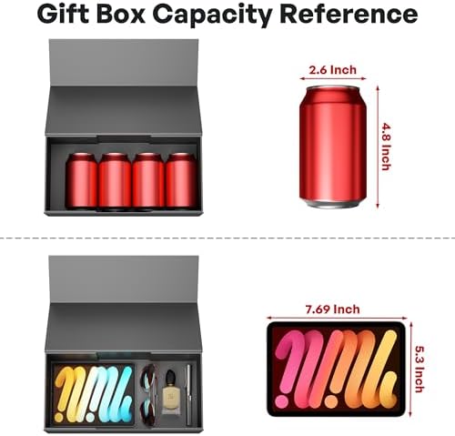 ryddoy 5 pack black gift box, 12x6x4'' gift, close-up detail
