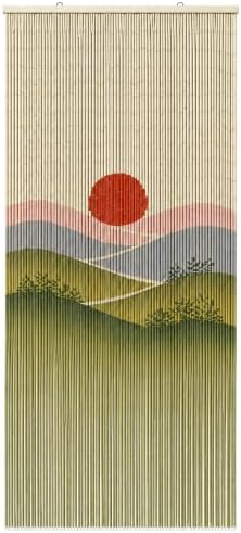 sunset field beaded bamboo curtain for doorway 35.4" shown in use