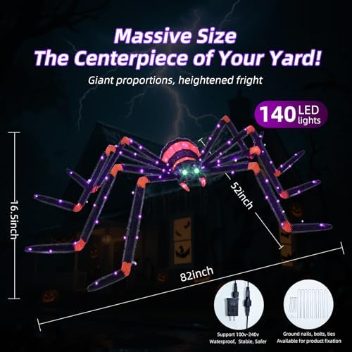 hoyechi halloween decorations giant spider 6.8ft - big, package contents