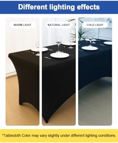 Smiry 5 Pack Spandex Table Cloth 6FT, Elastic Fitted Black Tablecloth