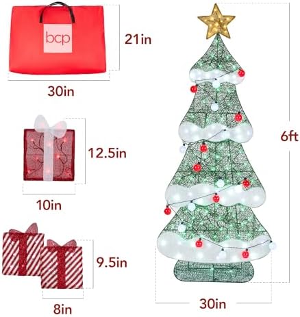 best choice products 6ft lighted 2d christmas tree, front angle view