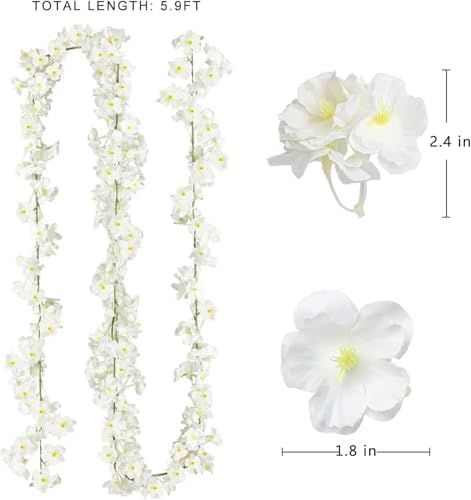 sggvecsy cherry blossom garland artificial cherry flower vines, front angle view