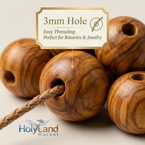 holy land market olive wood beads 10mm, 1000, side view