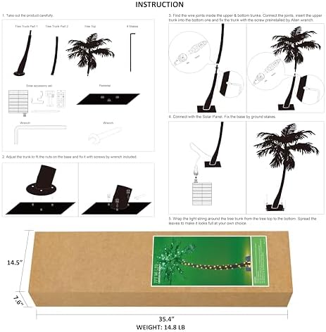 lightshare 7 feet palm tree 152led lights artificial, package contents