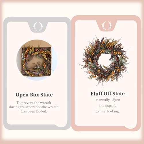 idyllic fall wreaths for front door 22 inch, side view
