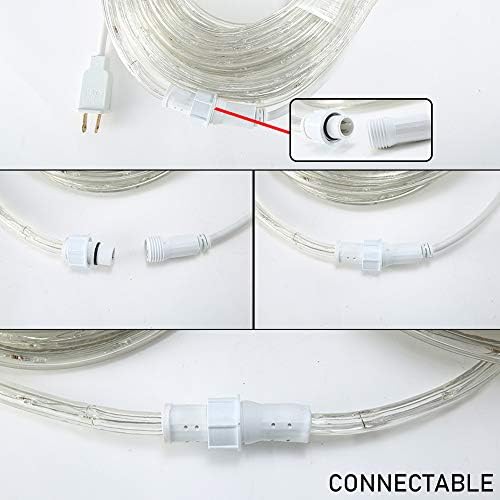 DINGFU 50ft 360 LED Waterproof Rope Lights, 110V Connectable Indoor Outdoor Blue Rope Lights for Outside, Deck, Patio, Pool, Camping, Bedroom Decor, Landscape Lighting and More (Blue)