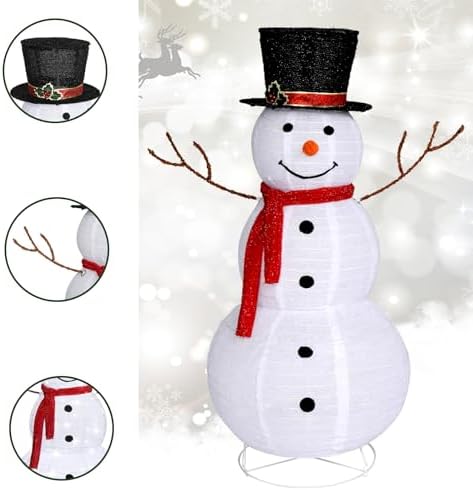 outvita outdoor christmas decorations 4ft lighted snowman, white showing dimensions