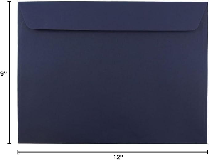 JAM PAPER 9 x 12 Booklet Premium Envelopes - Navy Blue - Bulk 500/Box