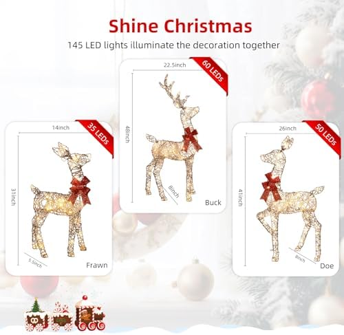 hoyechi 4ft christmas decorations outdoor lighted reindeer – shown in use
