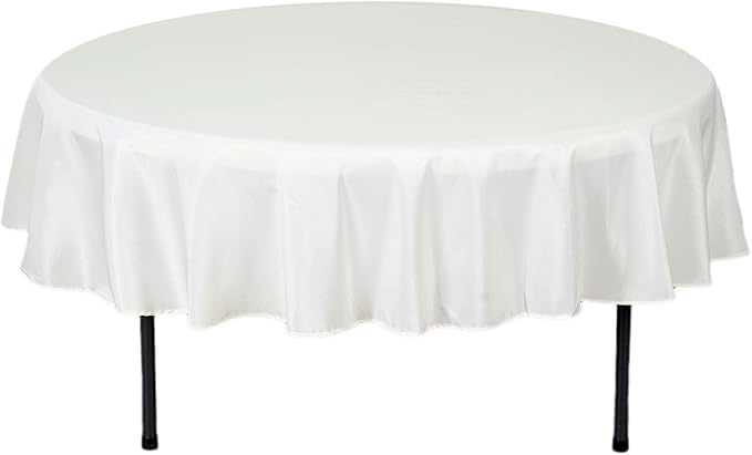 Efavormart Round Tablecloth, 90 Inch Stain & Wrinkle Resistant Washable Table Cloth, Decorative Polyester Fabric Table Cover for Banquet, Wedding, Dining- Ivory