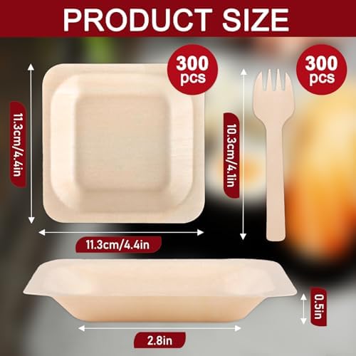 conli 300 pcs square disposable wood bowls bamboo, package contents