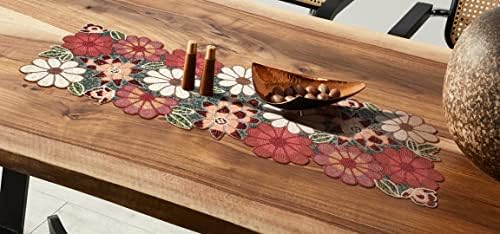 lightnpro beaded table runner - elegant handmade floral, front angle view