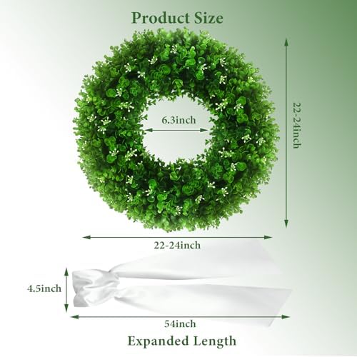 24'' boxwood wreaths front door, foldable green wreath, side view