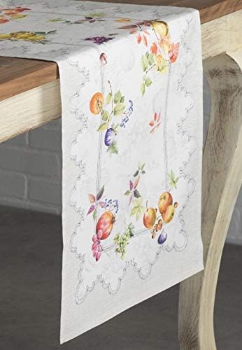 Maison d' Hermine Table Runner 100% Cotton Single Layer Table Runners 108 inches Long for Thanksgiving Christmas Decorations Home Kitchen Dining Party Wedding (Fruit D'Hiver, 14.5" x 108")