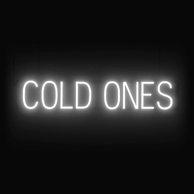 SpellBrite COLD ONES Sign | Beer-Related Sign with Neon Look, White LED Light Source | 33.5" x 6.3"