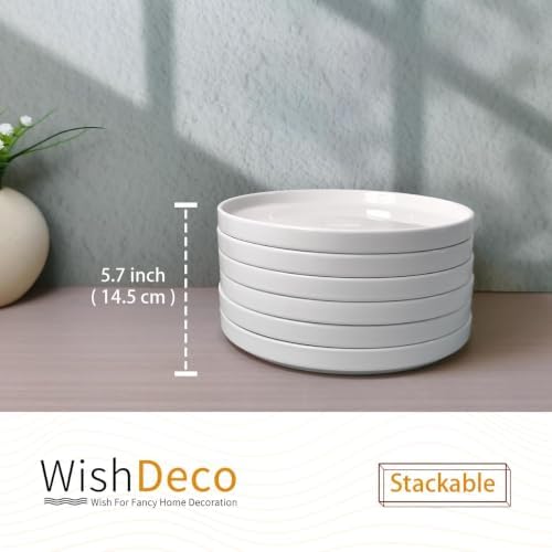 wishdeco ceramic appetizer plates set of 6, small, front angle view
