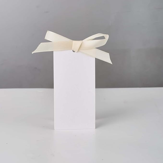 60pcs Wedding Banquet Place Cards for Table Setting.Name Table Cards .Name Cards with Off White Ribbons. Can be Used for Wedding Banquet Table Decoration and Present Tags for Parties (Beige)