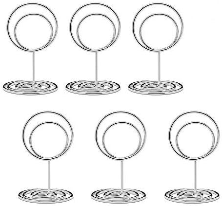 20pcs Mini Place Card Holders, Cute Table Number Holders, Classy Table Card Holder Table Picture Stands, Elegant Wire Photo Holder Menu Memo Clips, Idea for Wedding, Anniversary Party（Silver