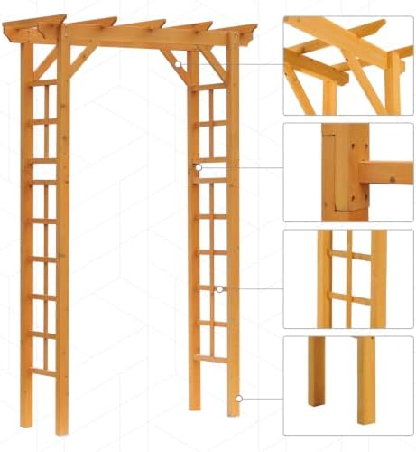 outsunny 85" wooden garden arbor, garden arch for, close-up detail