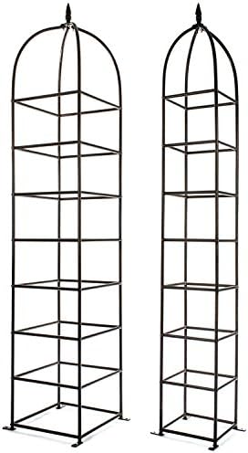 h potter 8.5 foot iron garden obelisk trellis, front angle view