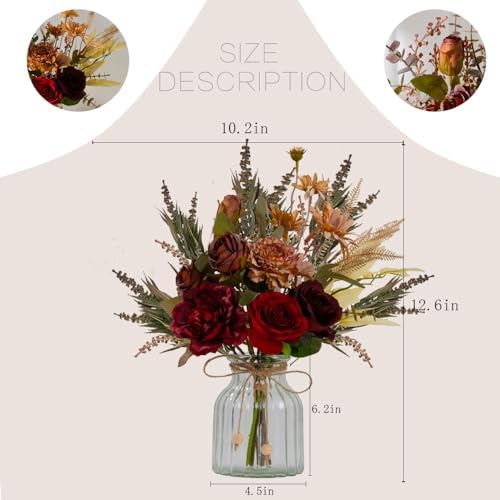 lesing dahlia flower aritificial flower with vase fake, side view
