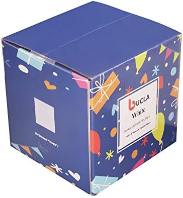 bucla 100pcs white square plastic plates-6inch disposable cake on a desk or shelf