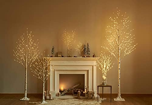 hairui pre-lit tabletop birch tree with timer 24led, front angle view