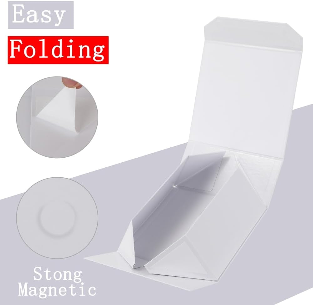 1 Pcs 6x6x3 Inch White Magnetic Gift Box Small Magnetic Box with Crinkle Paper White Small Gift Box with Shredded Paper Luxury Gift Boxes with Lids for Presents