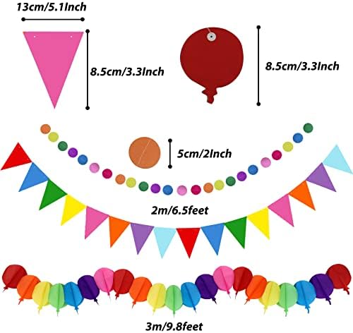 ZERODECO Party Decorations, 41 Pcs Multicoloured Papar Fans Pompoms Garlands String Tissue Paper Tassel for Fiesta Mexican Theme Cinco De Mayo Coco Carnivals Festivals Birthday Party