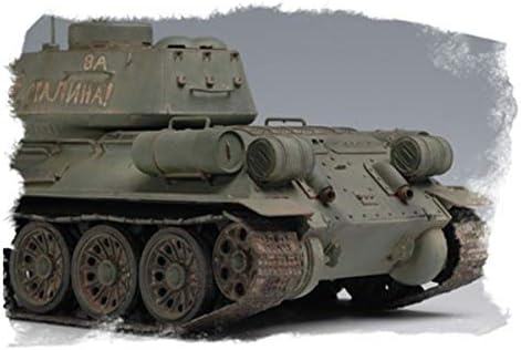hobby boss russian t-34/85 tank model 1944 with on a desk or shelf