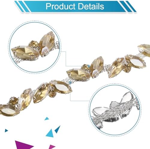 uxcell 3 yards rhinestone chain trim - 10mm, close-up detail