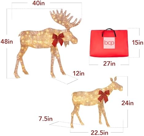 best choice products 2d moose family outdoor 2pc on a desk or shelf